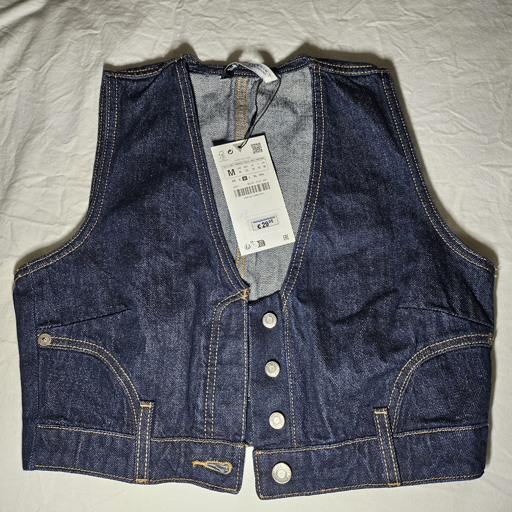 ZARA Denim Vest Crop Top Size M NWT